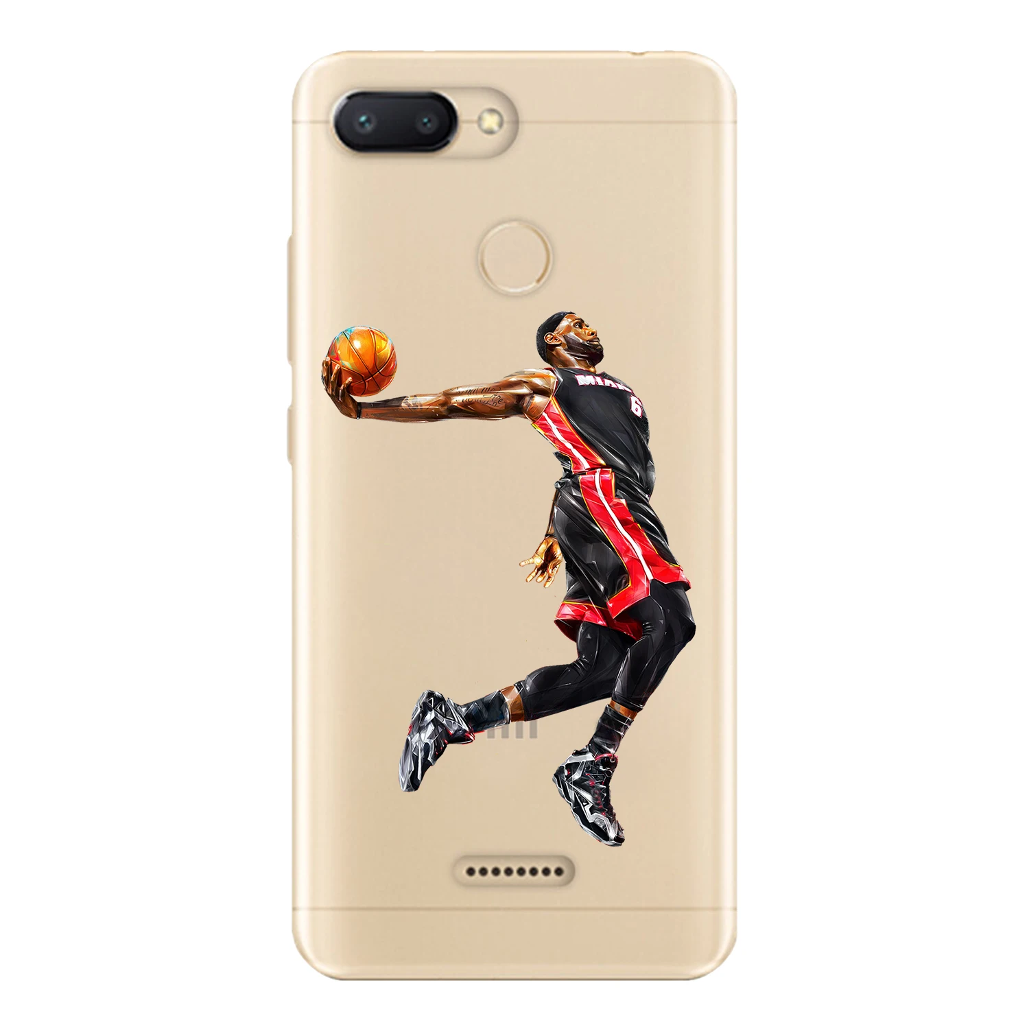 For Xiaomi Redmi 6 Case Cover 5.45&quot Soft TPU Silicone Popular Cool Kobe James Jordan Messi Ronaldo Star 23 24 Painted Phone |
