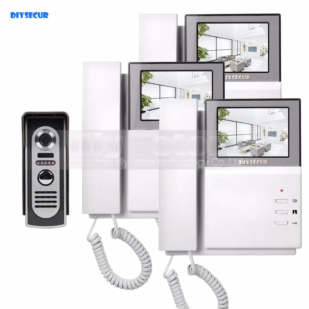Diysecur 800x480 Видео домофон Видеодомофоны Дверные звонки 4.3 дюйма indoor Мониторы+ 600 TVLine ИК Ночное видение открытый Камера