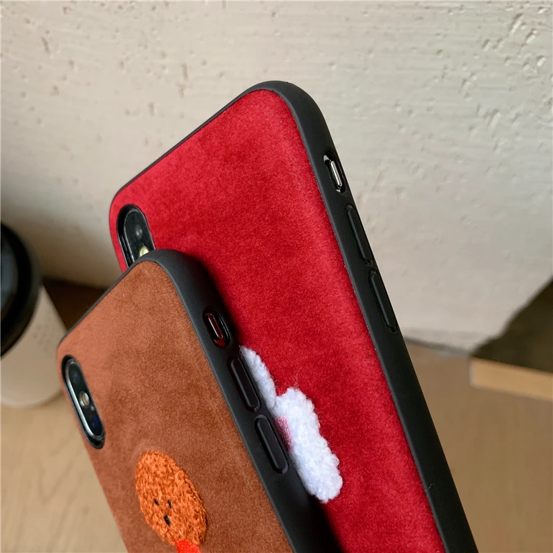 brownish red embroidery leather 3D Cute cartoon toy poodle phone Case For Apple iphone 6 6s 7 8 Plus X XS XR MAX |