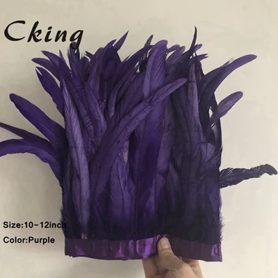 purple Cking 1 метр 25-30 см серый куриный петушиные перья Отделка Ткань боковая лента с перьями из хвоста петуха TrimsClothing свадебное украшение кружева - Цвет: purple