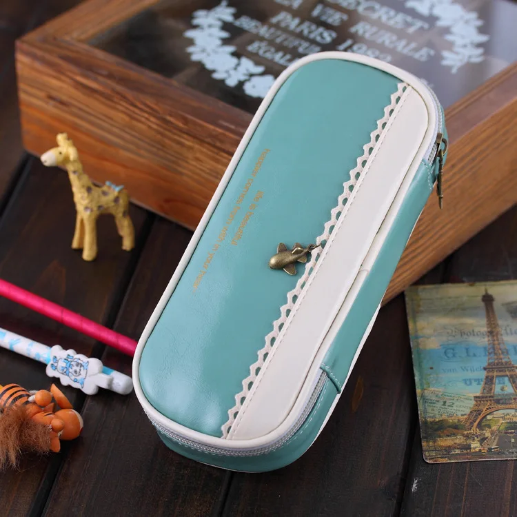 Новый корейский Multi Функция искусственная кожа пенал большой ёмкость Карандаш