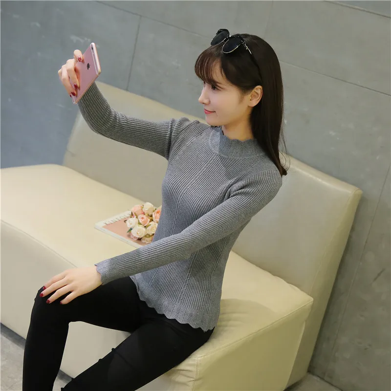 OHCLOTHING, новинка, Модный женский весенне-осенний пуловер, свитер, женский свитер с длинным рукавом, водолазка, тонкая Базовая рубашка Топ