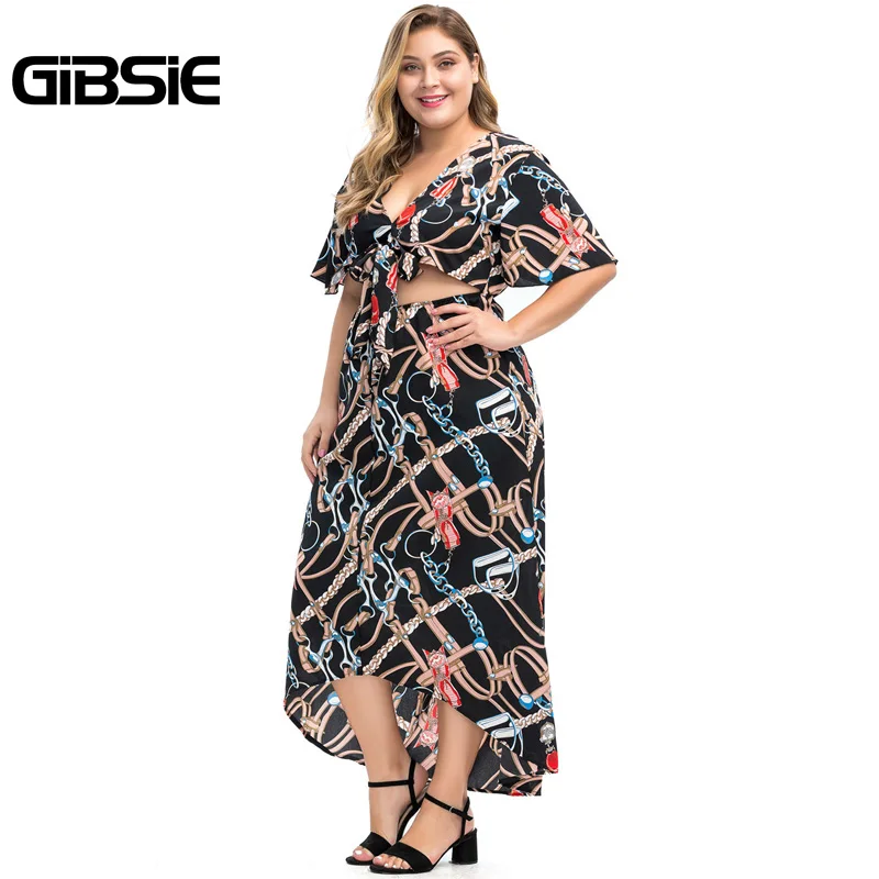 Женское пляжное платье GIBSIE повседневное Пляжное Платье макси с v образным
