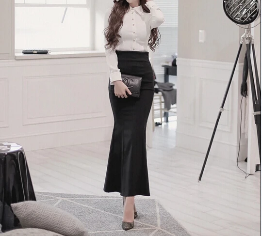 

Customize womens ruffles fishtail trumpet Dovetail high waisted elegant slim Bodycon midi skirt Size XXS-8XL maxi long skirts