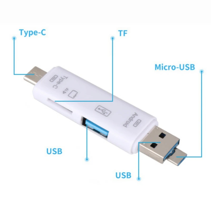 5 в 1 устройство для чтения карт USB 2,0 Тип-C телефона OTG аксессуары для ноутбуков адаптер объектива для камер Micro карты памяти TF Поддержка Micro USB/Тип-C/TF карты