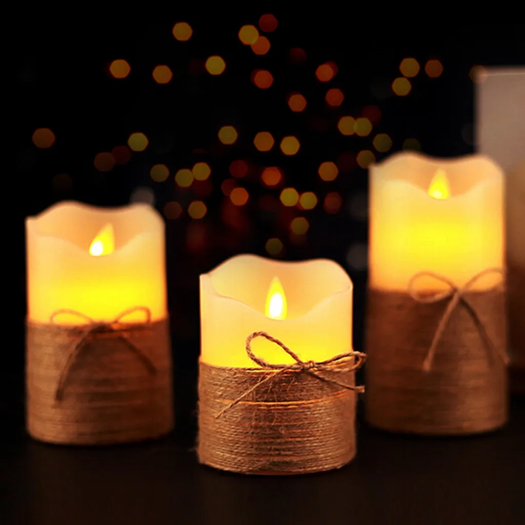 Беспламенный Электрический парафин воск Светодиодная свеча лампа Свадебная