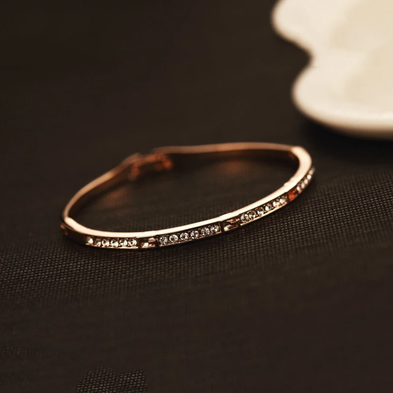 Женский браслет из розового золота с фианитами|bracelet hand|rose gold braceletgold bracelet |