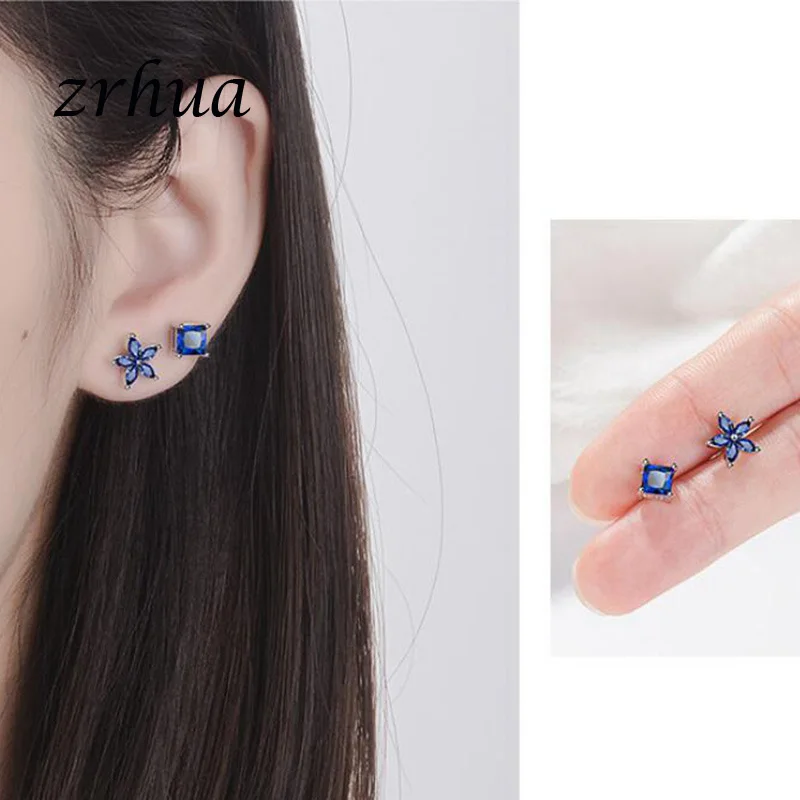 Женские серьги из серебра 925 пробы с синим Цирконом | Украшения и аксессуары