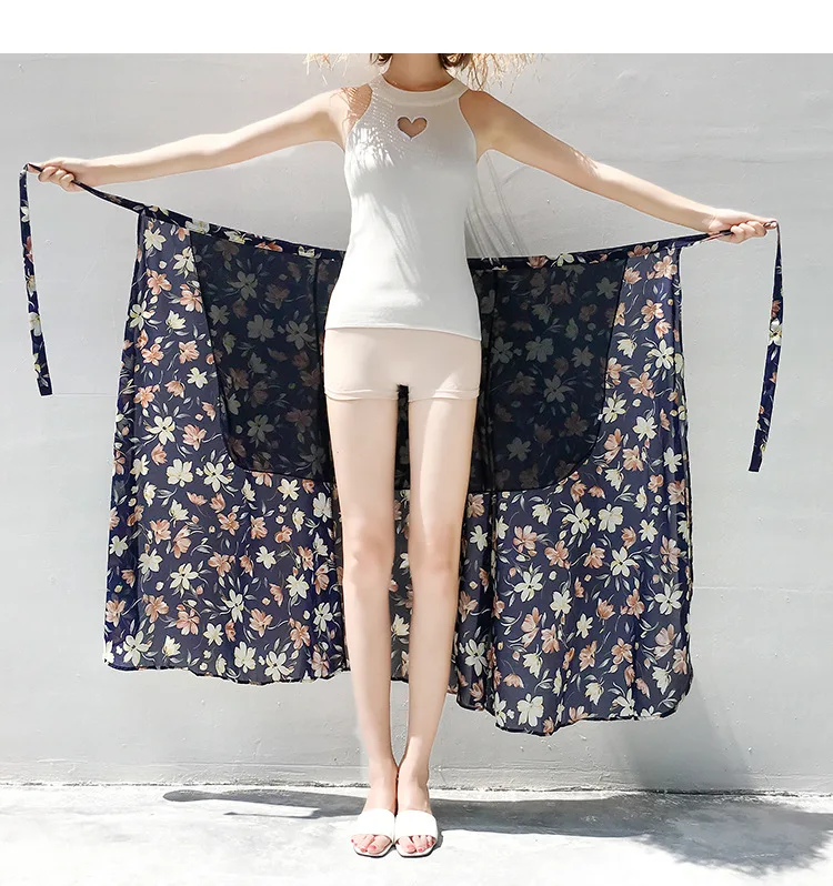 

Summer Chiffon Women Skirt Summer Beach Broken Flower Skirt High Waist Printed Half-length Skirt Long Leisure Sweet Girl Skirt