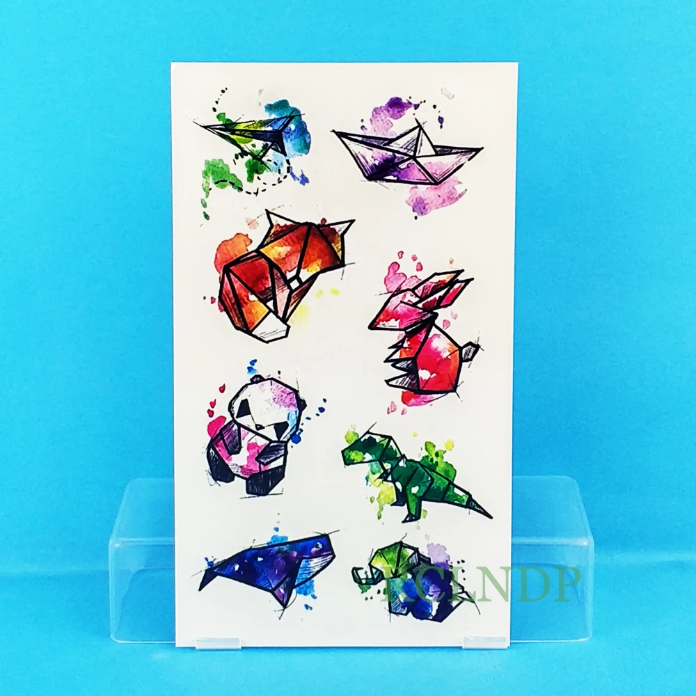 

Waterproof Temporary Tattoo Sticker watercolor cute animal dinosaurl fox whale tatto flash tatoo fake tattoos for child kid girl