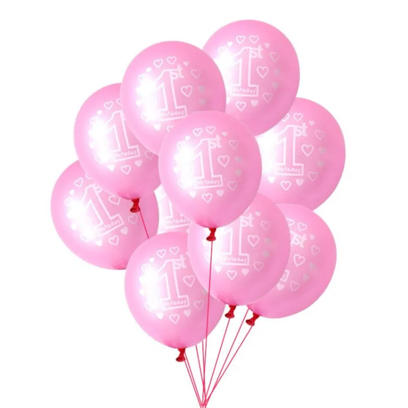 10pcs Balloons Blue 10 шт. синие шарики ко дню рождения 1 год первый счастливый декор для вечеринки в честь Дня Рождения шары из латекса Baby Shower Girl Favor - Цвет: 10pcs Balloons