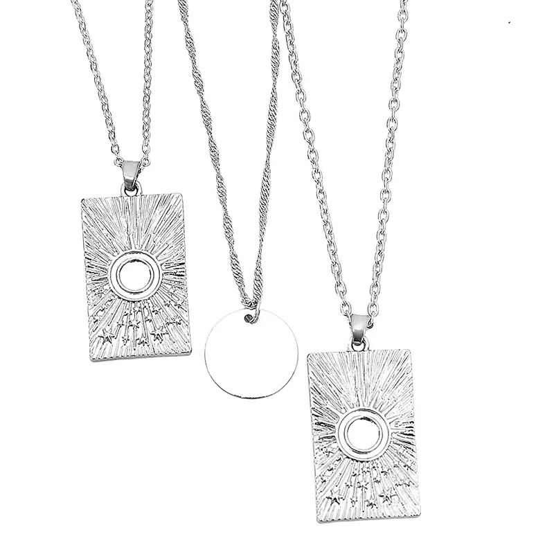 Монета девственница цепь сплав квадратный металлический стержень 3 слоя кулон