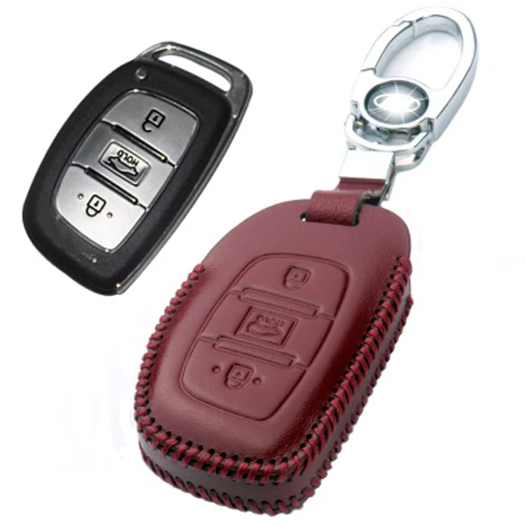 Совершенно новый кожаный чехол для ключей с 3 кнопками Hyundai Series C Type|leather key fob holder|key