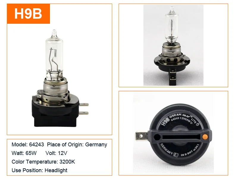Лампа Ксеноновая OSRAM H1 H3 H4 H7 H8 H9 H11 H13 H15 H16 9005 9006 9007 9008 880 881 H8B H9B H11B HB3 HB4 Автомобильные фары противотуманные лампы авто лампы, 1X