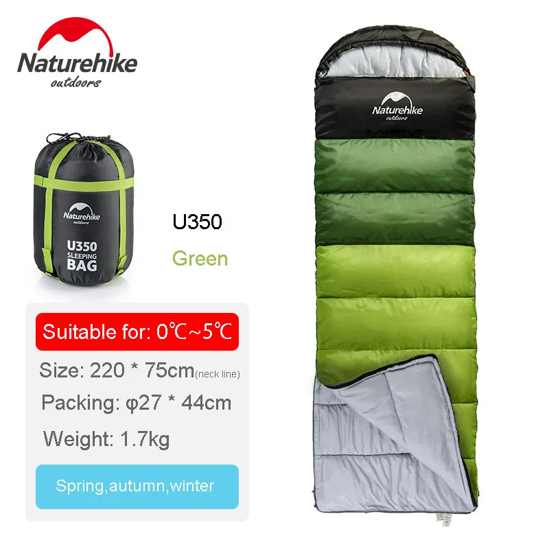Naturehike пуховый хлопковый спальный мешок для отдыха на природе, зимний теплый спальный мешок для пикника, спальный мешок для путешествий, сумка для отдыха, NH15S009-D - Цвет: Green U350