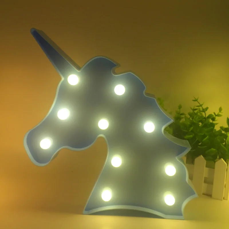 Ночник с объемным единорогом милые животные Luminaria лампа единорог маркиз надпись