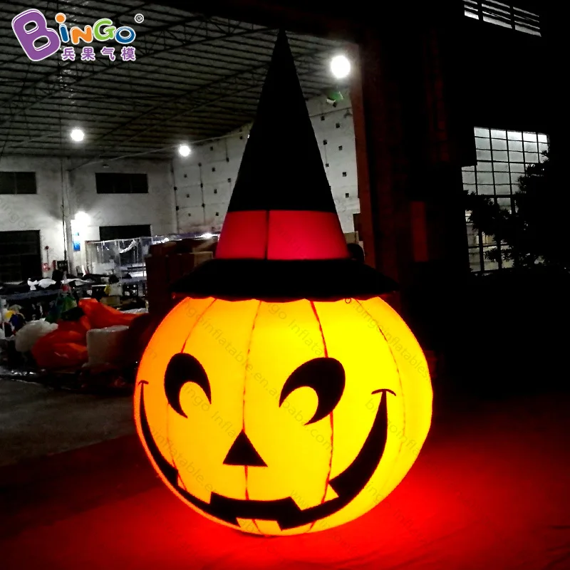 Halloween Decorative 3 Meters Tall Inflatable Lighting pumpkin Balloon With Magic Hat Party Event Inflated Toys- BG-F0083 | Игрушки и