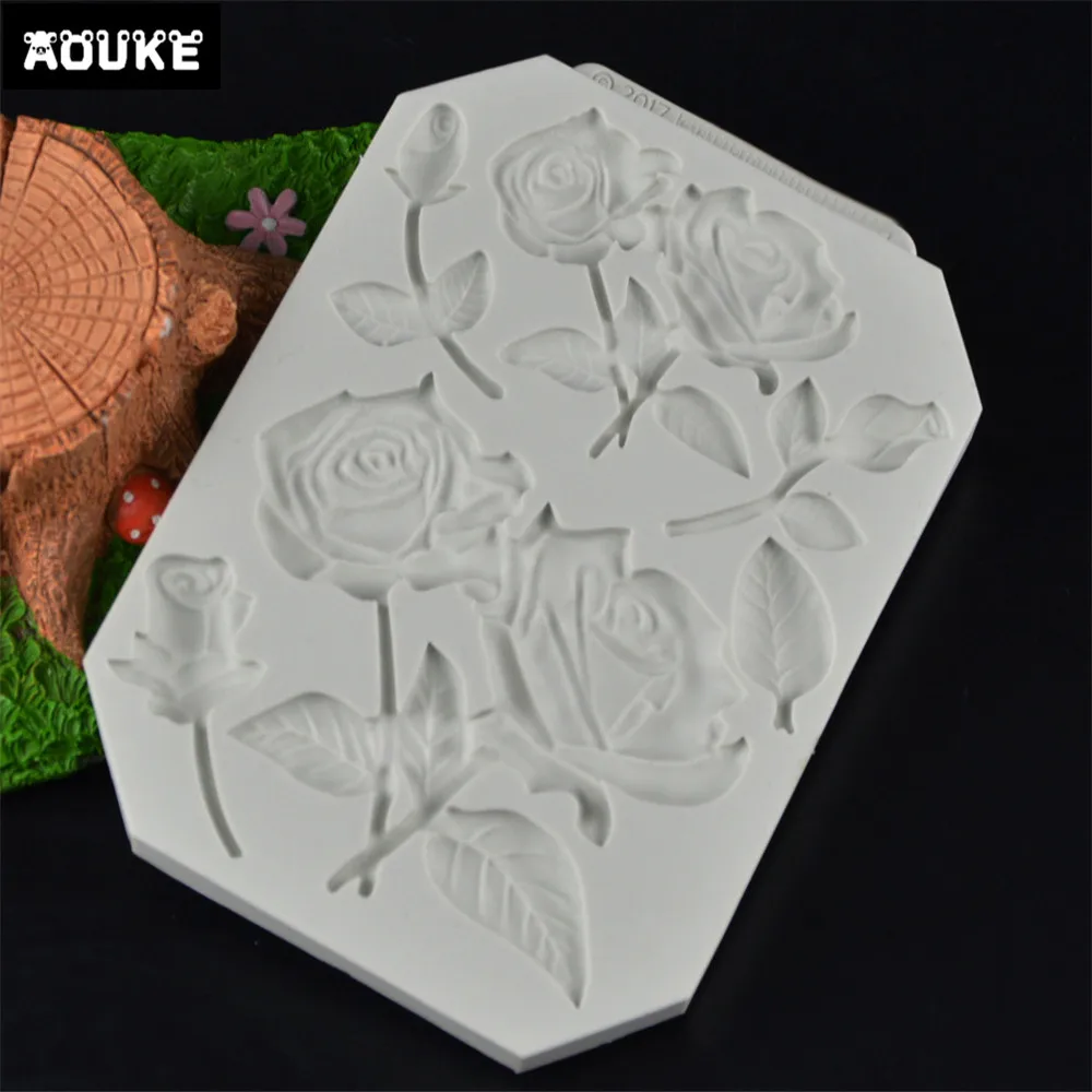Силиконовая форма для выпечки в форме розы и цветов J160|flower shape|baking toolsfondant cake |