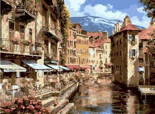 scenery painting by numbers on canvas framed wall art for living room 40X50cm coloring home decoration | Канцтовары для офиса и