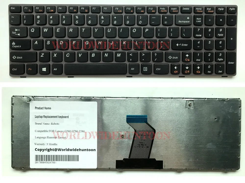 Клавиатура Reboto для ноутбука Lenovo G580 Z580A G585 Z585 B580 G780 черная серая американская