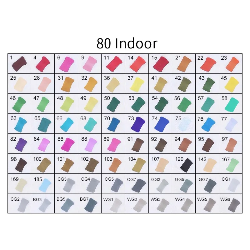80INDOOR TOUCHFIVE 12/24/30/40/60/80 Цвета маркер для рисования ручка на спиртовой основе дешевые маркер для манги рисунок маркеры товары для рукоделия - Цвет: 80INDOOR