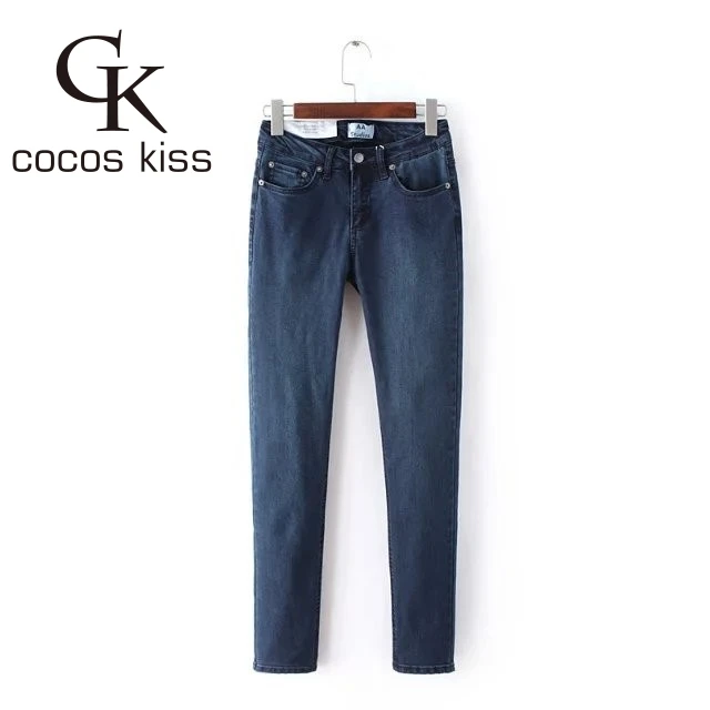 New Fashion Casual Spring Summer Trouses Navy Blue Black Lady Comfortable Leggings Full Length Pencil Pants Womens Jeans |