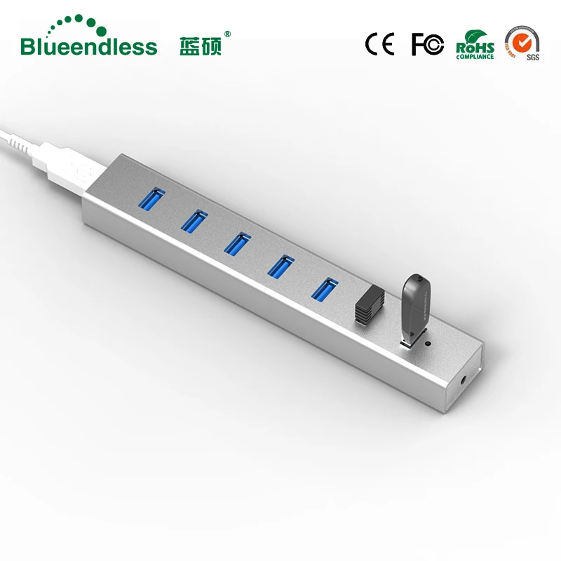 Высокоскоростной 7 портов USB 3 0 концентратор портативный алюминиевый usb хаб