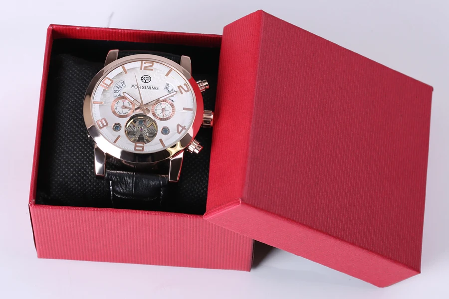 Мужские автоматические механические часы повседневные цвета розового золота с