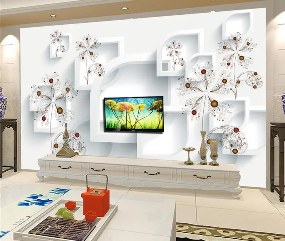 Домашний декор 3D кубики абстрактные цветы Европейский фон настенные 3d обои для