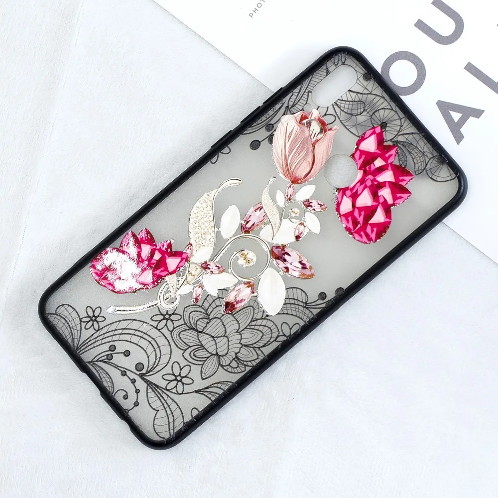 3D цветок цветочный кружево чехол на huawei honor 8X чехлы красивый принт пластик спина