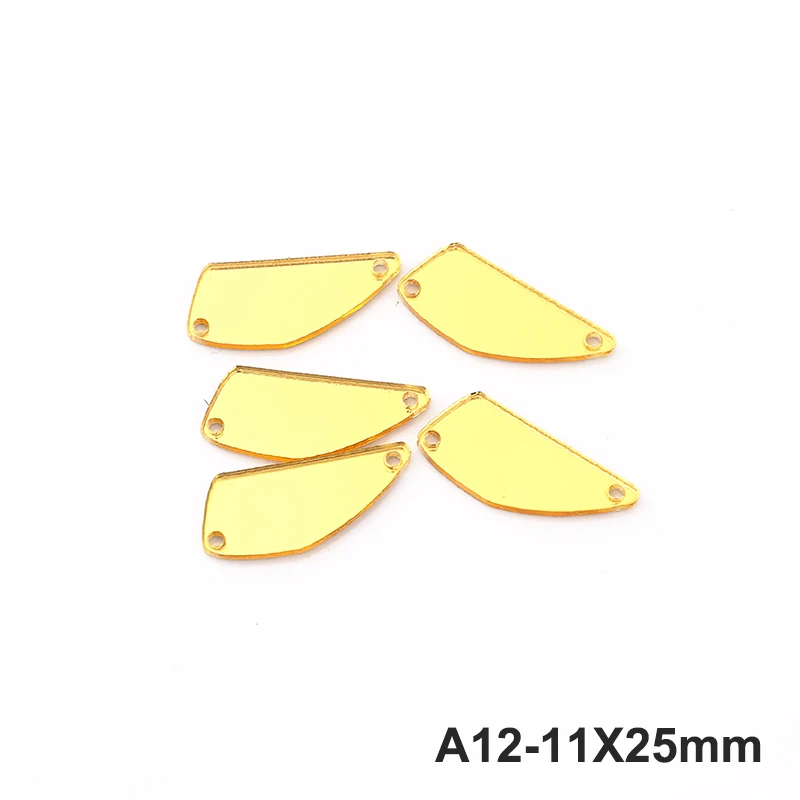 A12-11X25mm RESEN светло-Золотое Смешанное пластиковое плоское зеркало акриловые стразы с отверстиями пришить Камень для украшения клубного платья 30 шт - Цвет: A12-11X25mm