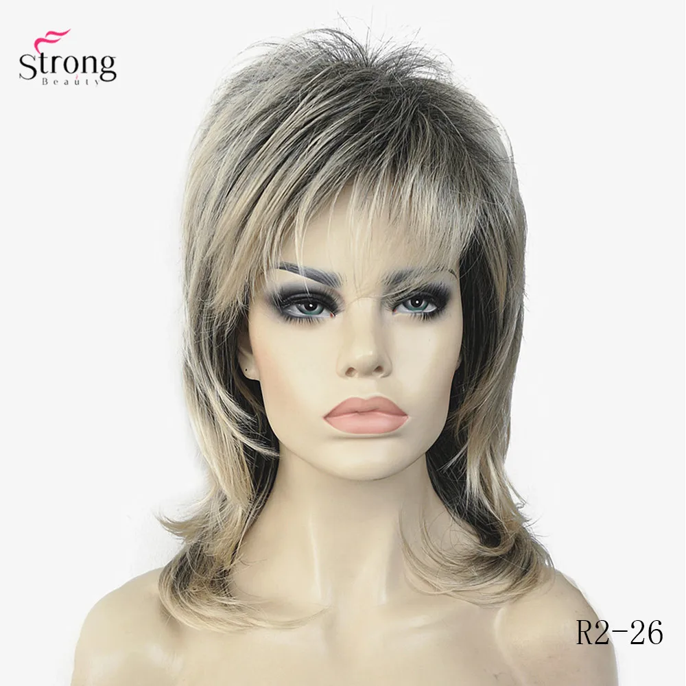 StrongBeauty синтетические парики для женщин натуральные волосы Омбре блонд/коричневый выделяет Средний кудрявый слоистый монолитным парики Косплей