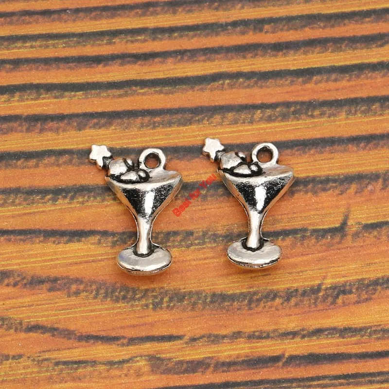 10 шт. античное посеребренное стекло чашка для напитков очаровательная подвеска