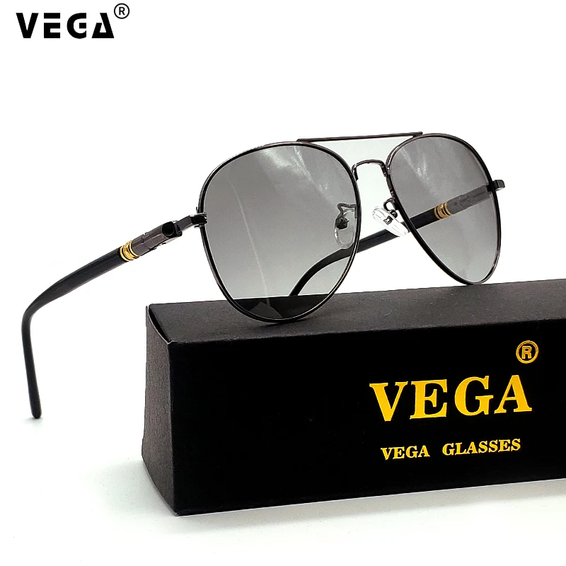 Фото Мужские и женские фотохромные солнцезащитные очки VEGA поляризационные летные