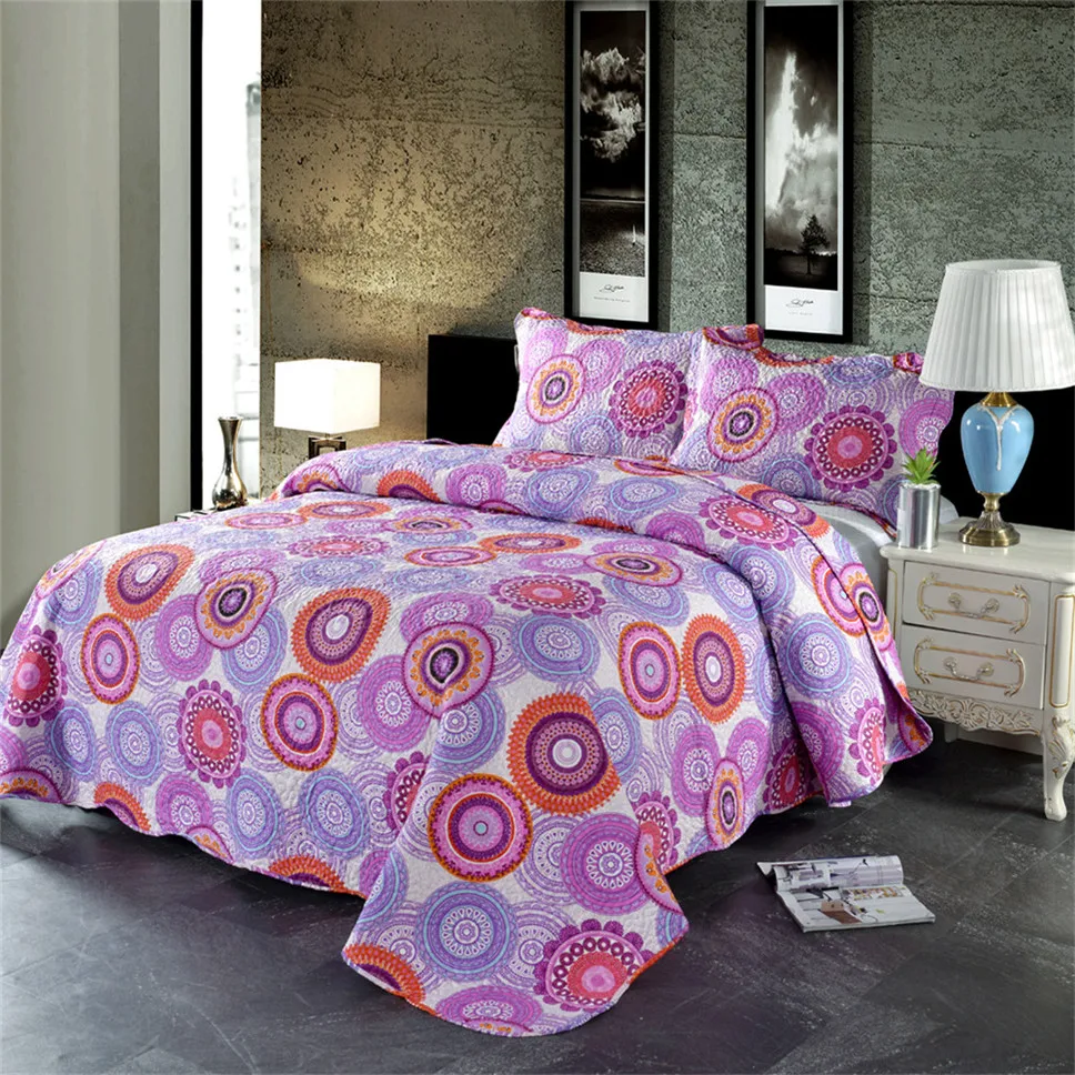

Colorful Geometric Print Quilt Bohemia Patchwork Bedspread Summer Thin Comforter King Queen Size Bedclothes Pillow Shams D40