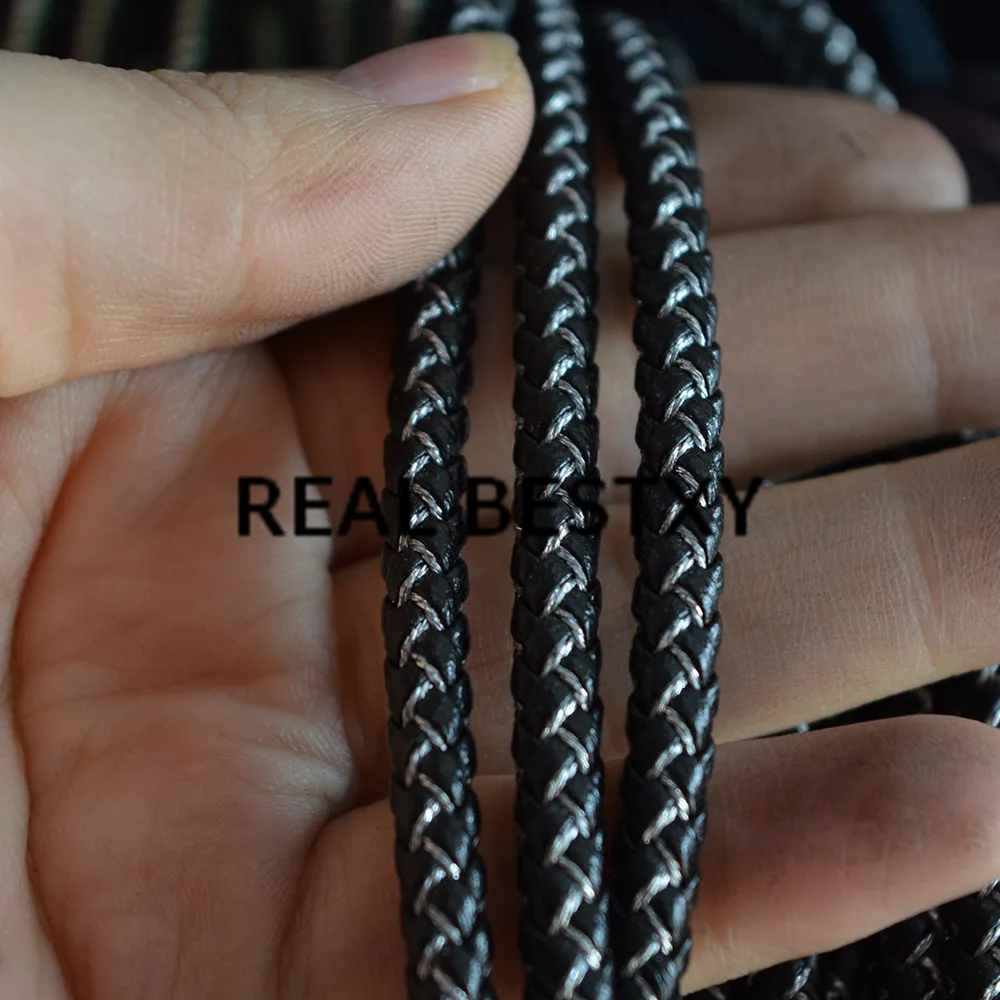 Настоящее BESTXY 5 м/лот мм кожа с серебряной нейлоновой веревкой кожаные веревочные