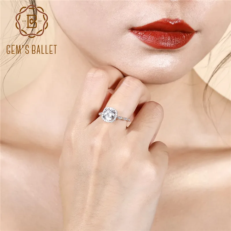 Жемчужное балетное классическое квадратное белое CZ 2.57Ct натуральный кубический цирконий обручальное кольцо 925 пробы Серебряное кольцо с океанскими волнами для женщин