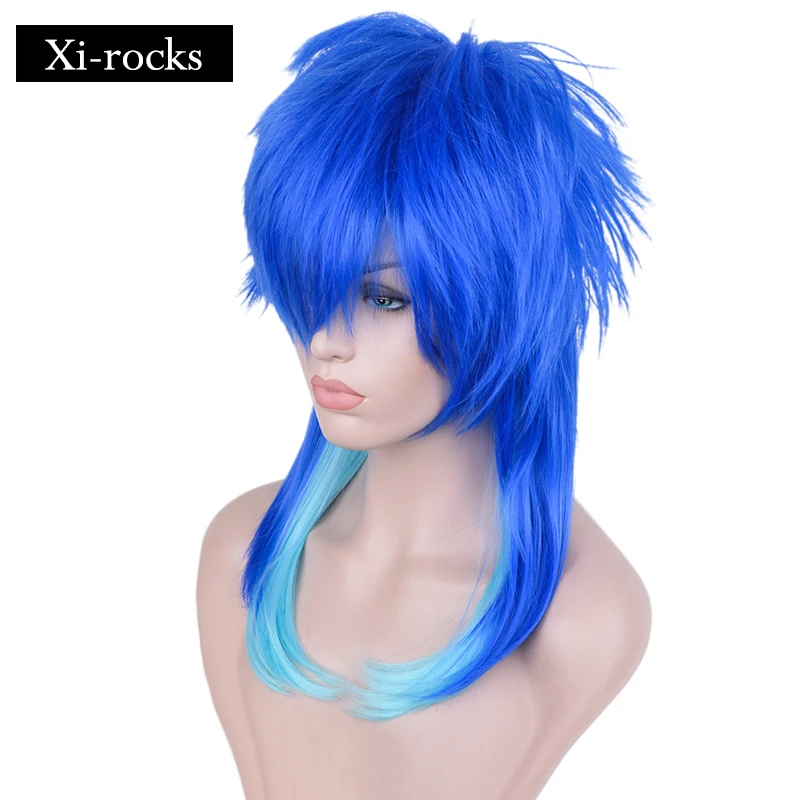 3047 Xi. rocks парики синтетические драматические убийцы DMMD Seragaki Aoba косплей костюм вечерние двухцветные синие волосы Омбре