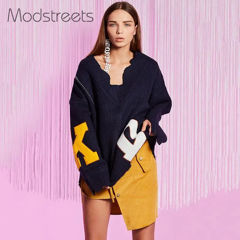 Modstreets женские свитера и пуловеры вязаный свитер 2019 женский с асимметричными