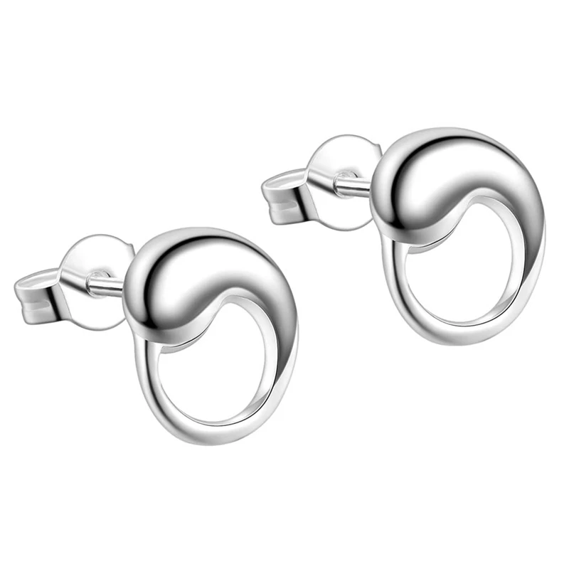 Лаконичные ювелирные изделия с серебряным покрытием круглые серьги гвоздики для