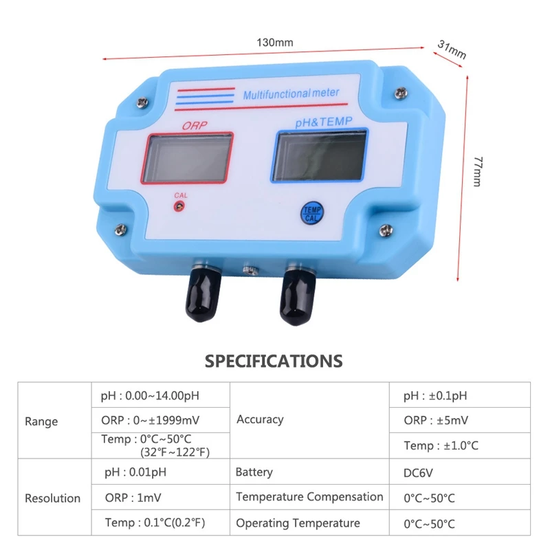 3 In 1 Ph/Orp/Temp Water Quality Detector Ph Controller Relay Plug Replaceable Electrode Bnc Type Probe Tester E | Инструменты