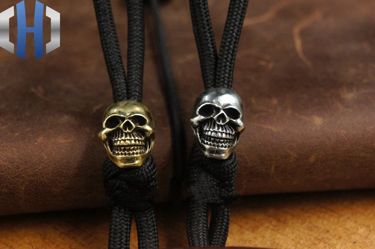 Подвеска EDC бусины Paracord латунь улыбка череп нож из чистой меди DIY фонарик падает