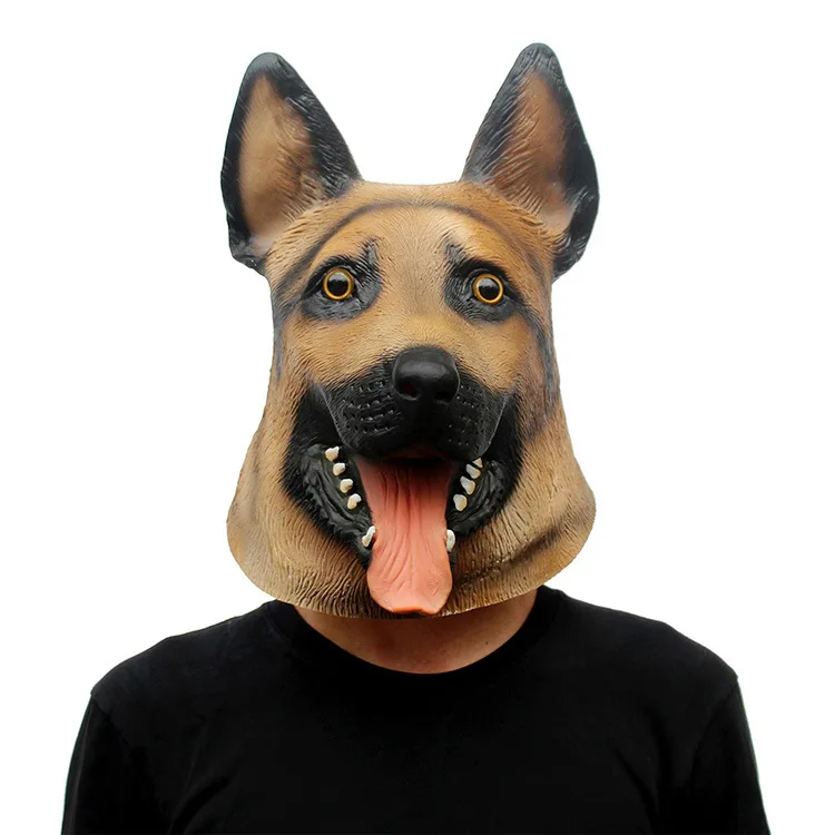 Wolf dog Жуткая Лошадь Единорог собака латексные маски животных вечерние орангутанг лошадь коала голубь животное маска Хэллоуин маскарад маска смешная - Цвет: Wolf dog