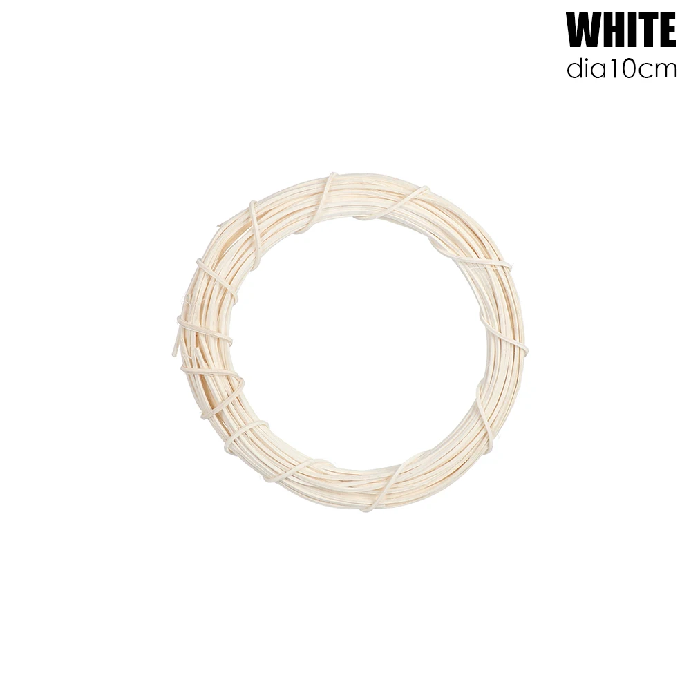 dia10cm white 10/20/30 см ручной работы Рождественский ивовые прутья венок с украшением в виде кольца Свадьба украшение стены стол Дисплей DIY сушеные ротанга натуральный домашней двери - Цвет: dia10cm white