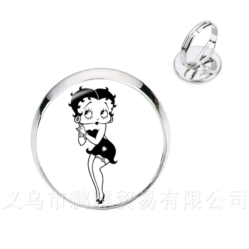 Сексуальное Милое регулируемое кольцо Betty Boop 16 мм стеклянные купольные кольца