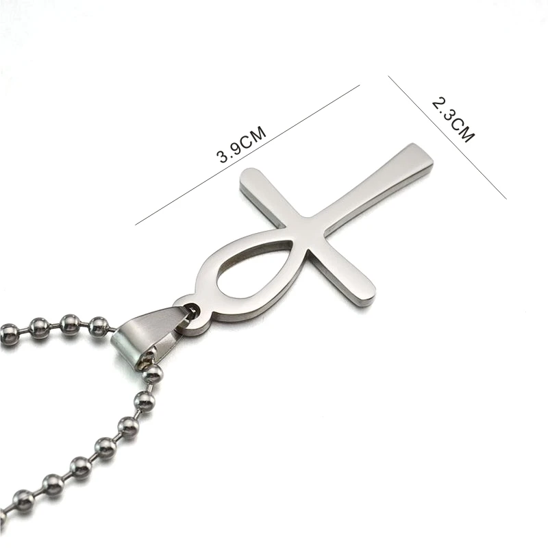 Цепочка с подвеской в виде креста на ногу из нержавеющей стали 60 см|steel bead chain|steel