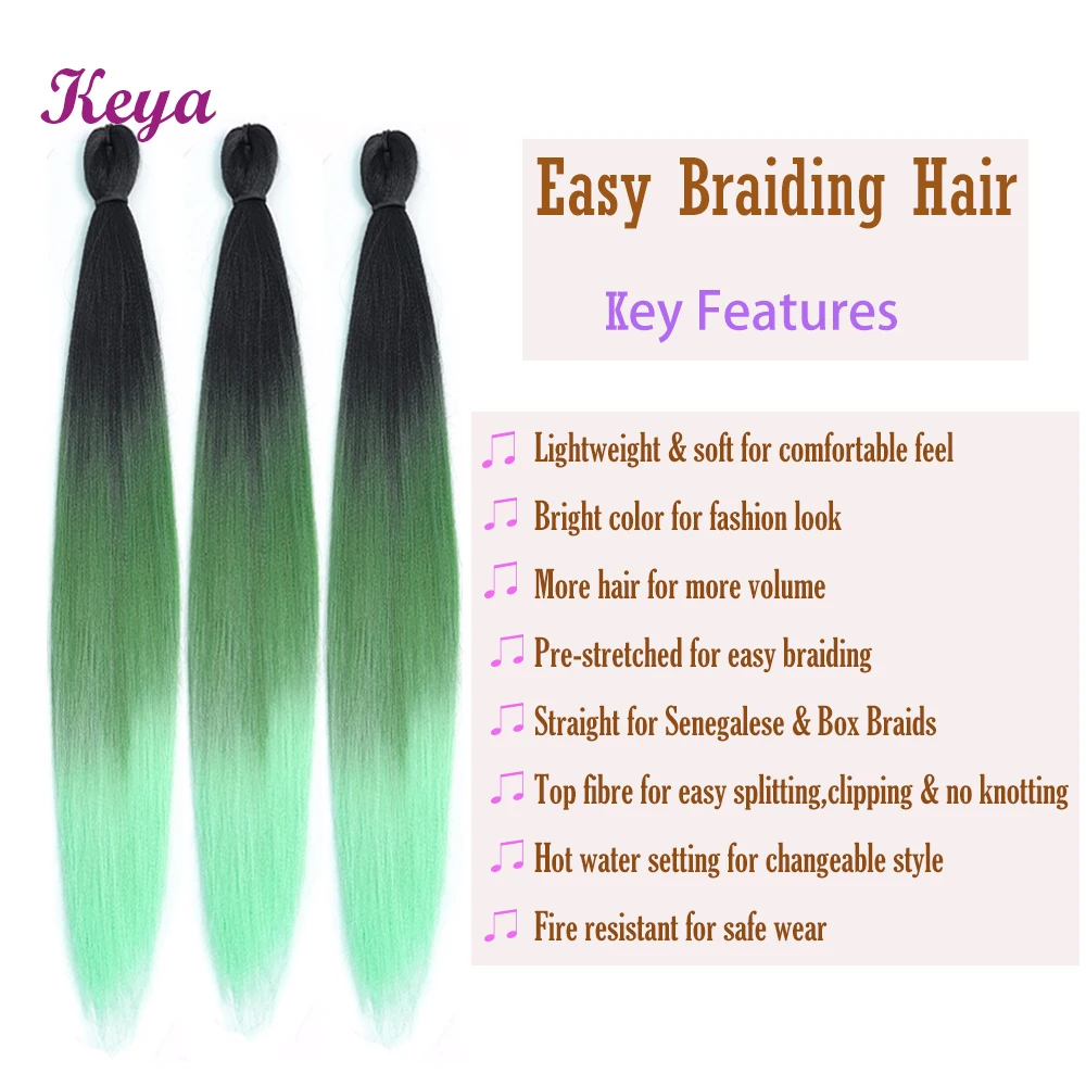 Женские косички Keya Easy Jumbo предварительно растянутые из натурального меха ЭЗ 24