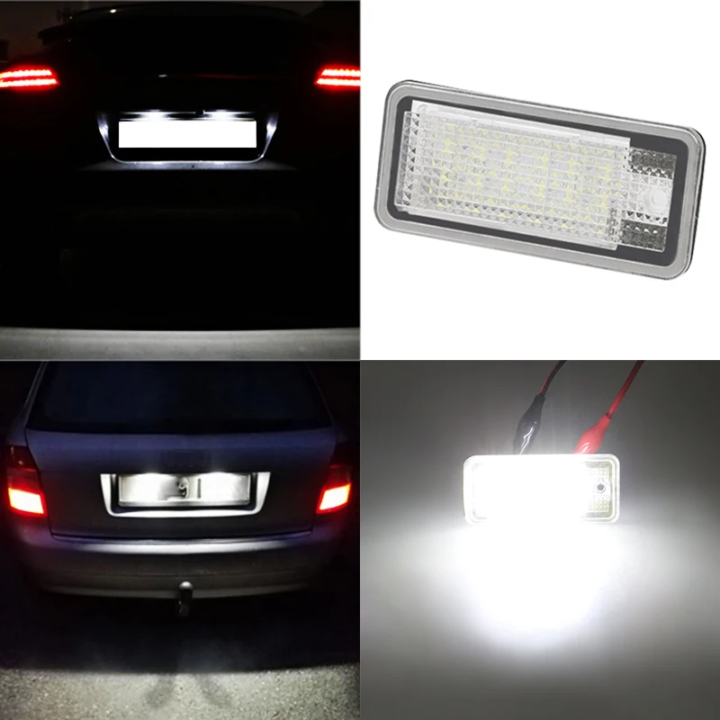 

2Pcs 3W No Error License Plate Light For Audi A3 A4 A6 A8 B6 B7 Q7 12V 6000K Super Bright White Canbus LED License plate lights