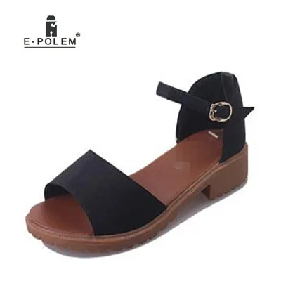

Summer High Quality Women's Sandals Solid Color Buckle Fish Mouth Casual Shoes
