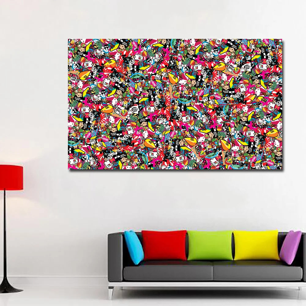 Самоотверженно Абстрактная живопись Красочные Стиль Wall Art принты Картина на